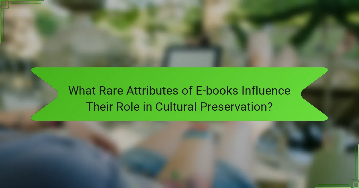 What Rare Attributes of E-books Influence Their Role in Cultural Preservation?