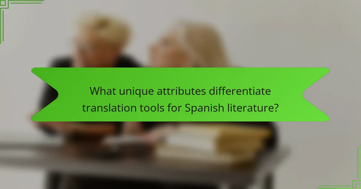 What unique attributes differentiate translation tools for Spanish literature?