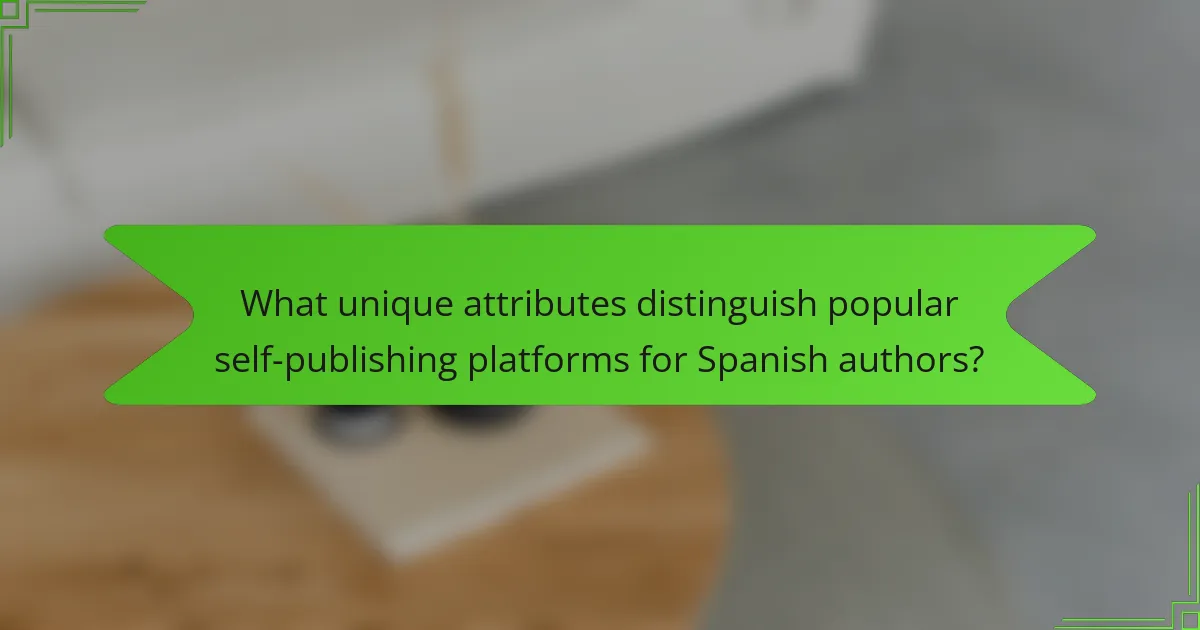What unique attributes distinguish popular self-publishing platforms for Spanish authors?