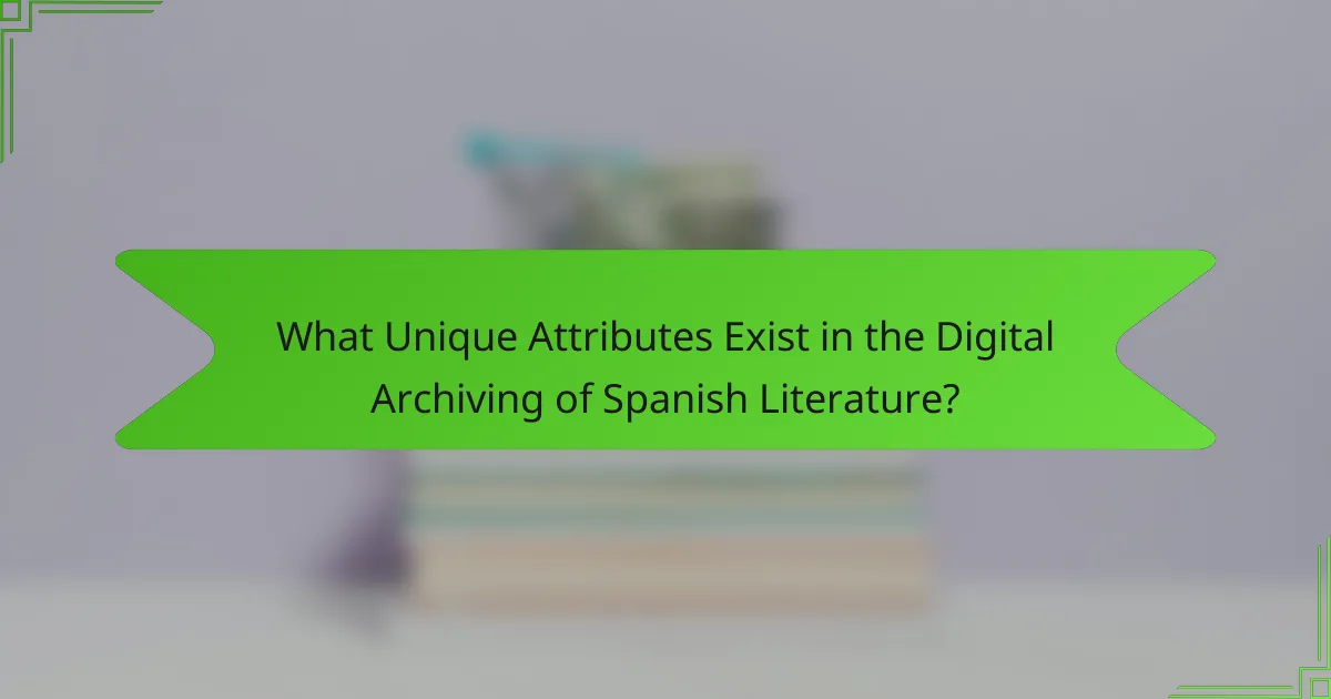 What Unique Attributes Exist in the Digital Archiving of Spanish Literature?