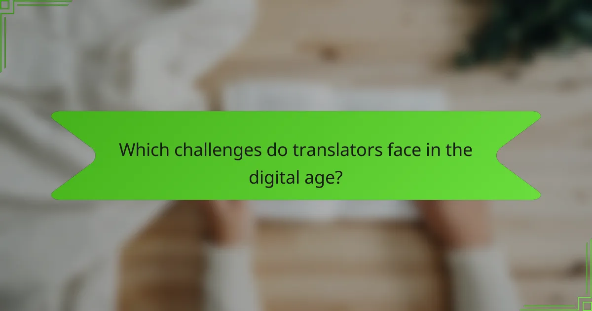 Which challenges do translators face in the digital age?